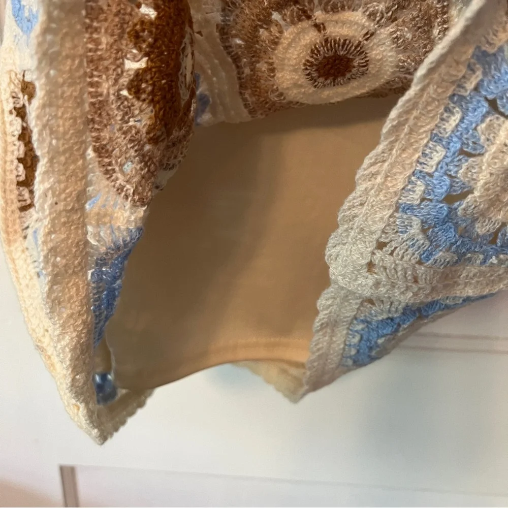 Boho Crochet 2-Piece Set Sunburst Knit Top & Skirt - Picture 6 of 11